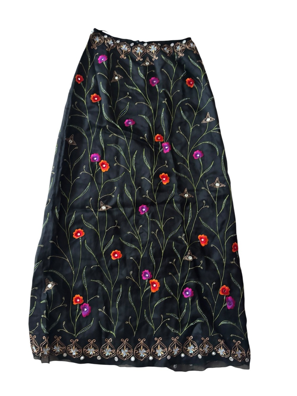 🌸 Vintage Chetta B 100% Silk Embroidered Maxi Skirt 🌸 - Picture 5 of 8